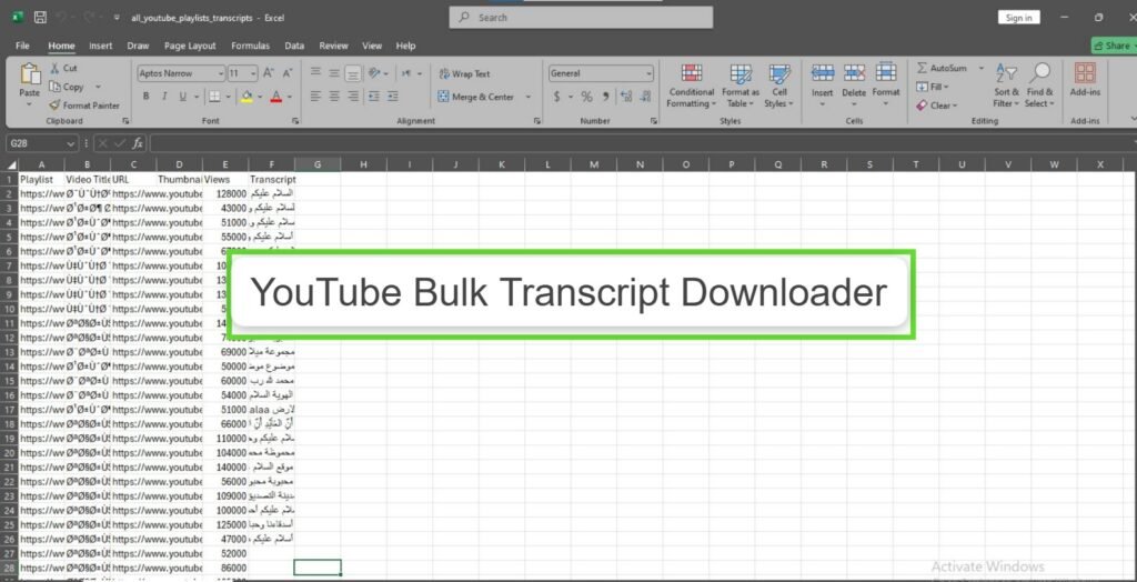 Youtube Bulk Transcript Downloader