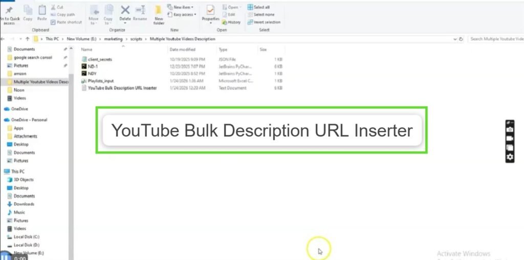 YouTube Bulk Description URL Inserter