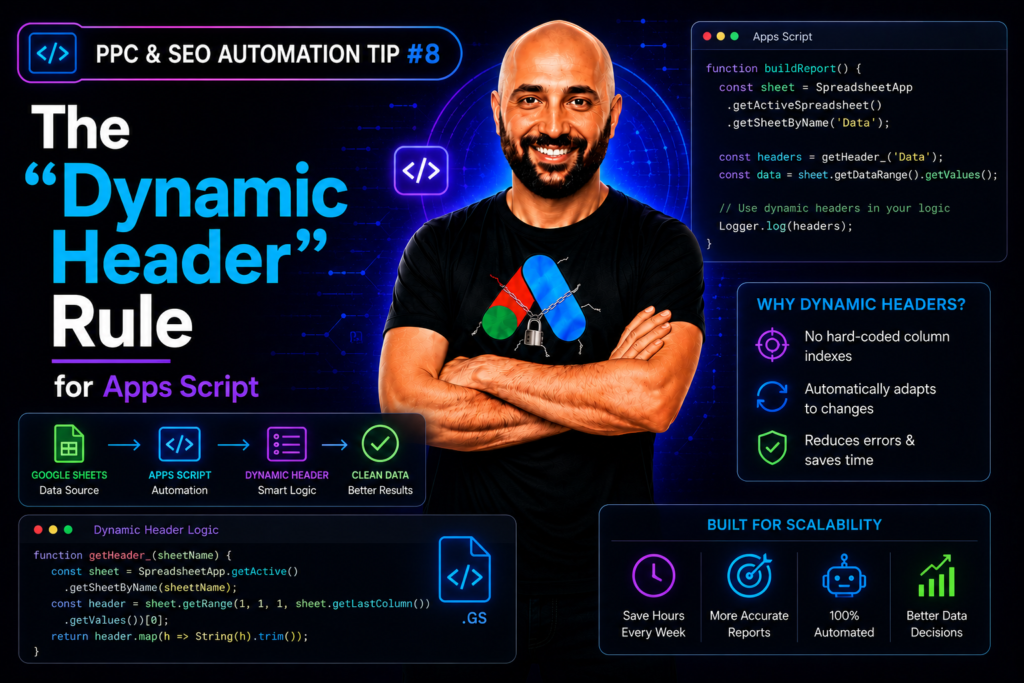 PPC & SEO Automation Tip #8 - The "Dynamic Header" Rule for Apps Script