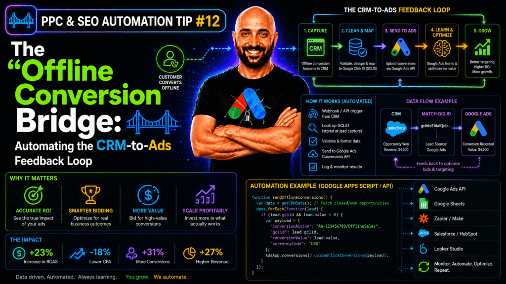 PPC & SEO Automation Tip #12 — The "Offline Conversion" Bridge: Automating the CRM-to-Ads Feedback Loop
